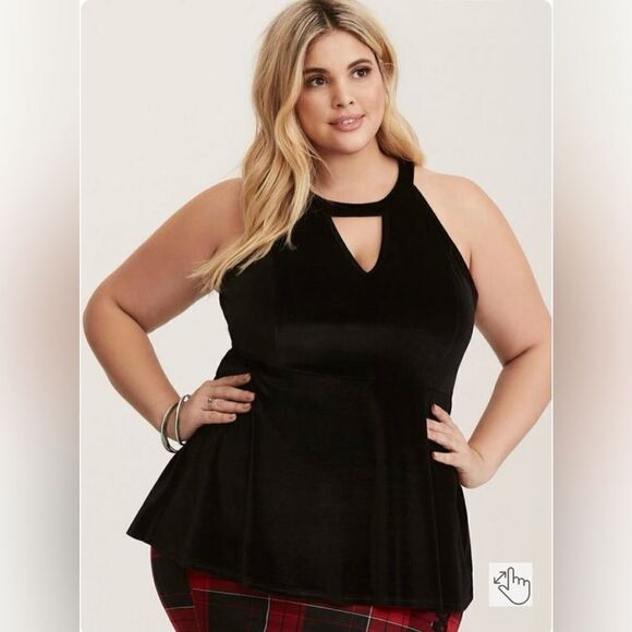 Torrid Velvet Cutout Peplum Top Size 2 - Picture 1 of 6